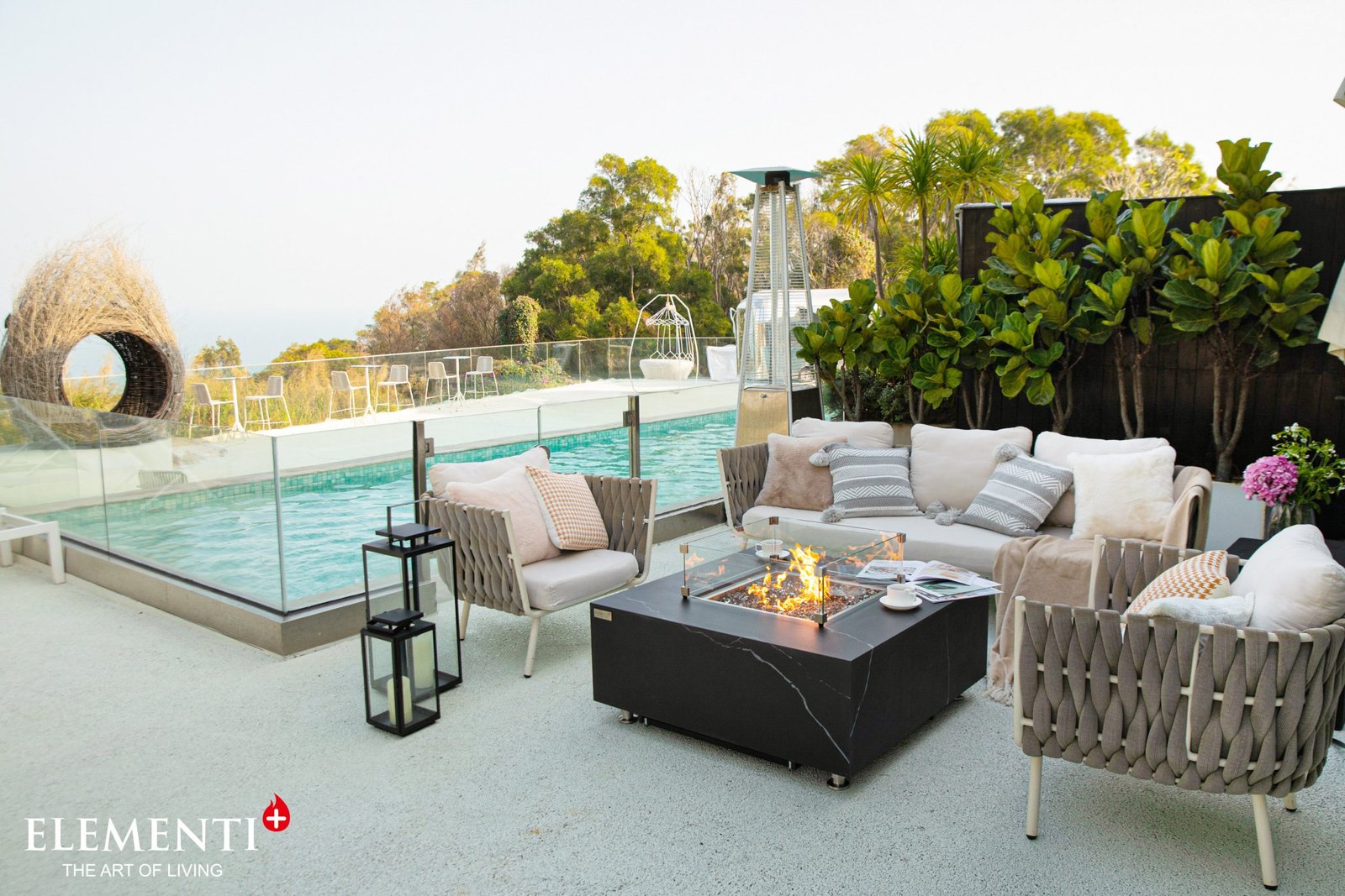 E59CBAE699AF-1-scaled-1.jpg Sofia 40” Marble Porcelain Fire Table – Bulgaria Black - Image 1