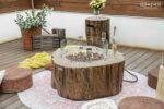 Manchester 42″ Concrete Fire Table- Red wood - Image 2