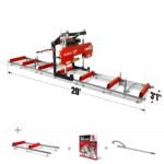 32″ Portable Sawmill (5 x Blades Included), 459cc 15HP E-Start Gasoline Engine, 29″ Board Width, 20′ Track Length (13′ Track Length + 6.6′ Track Extension Included) , SM-32