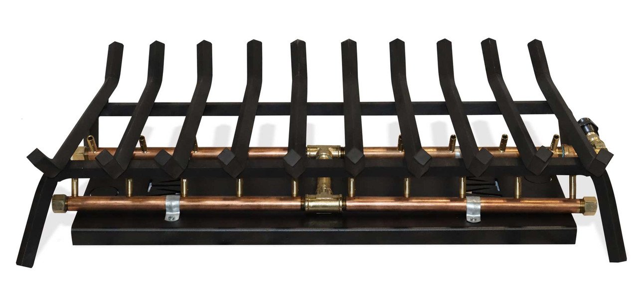 UH200K-BTU-Large-H-burner-with-grate-shadow.jpg UH200K BTU Outdoor Fireplace Insert Kit H-Style for openings 42″ and Larger - Image 1