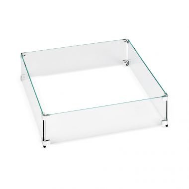 Square Glass Flame Guard for 28″ Square Drop-In Fire Pit Pan