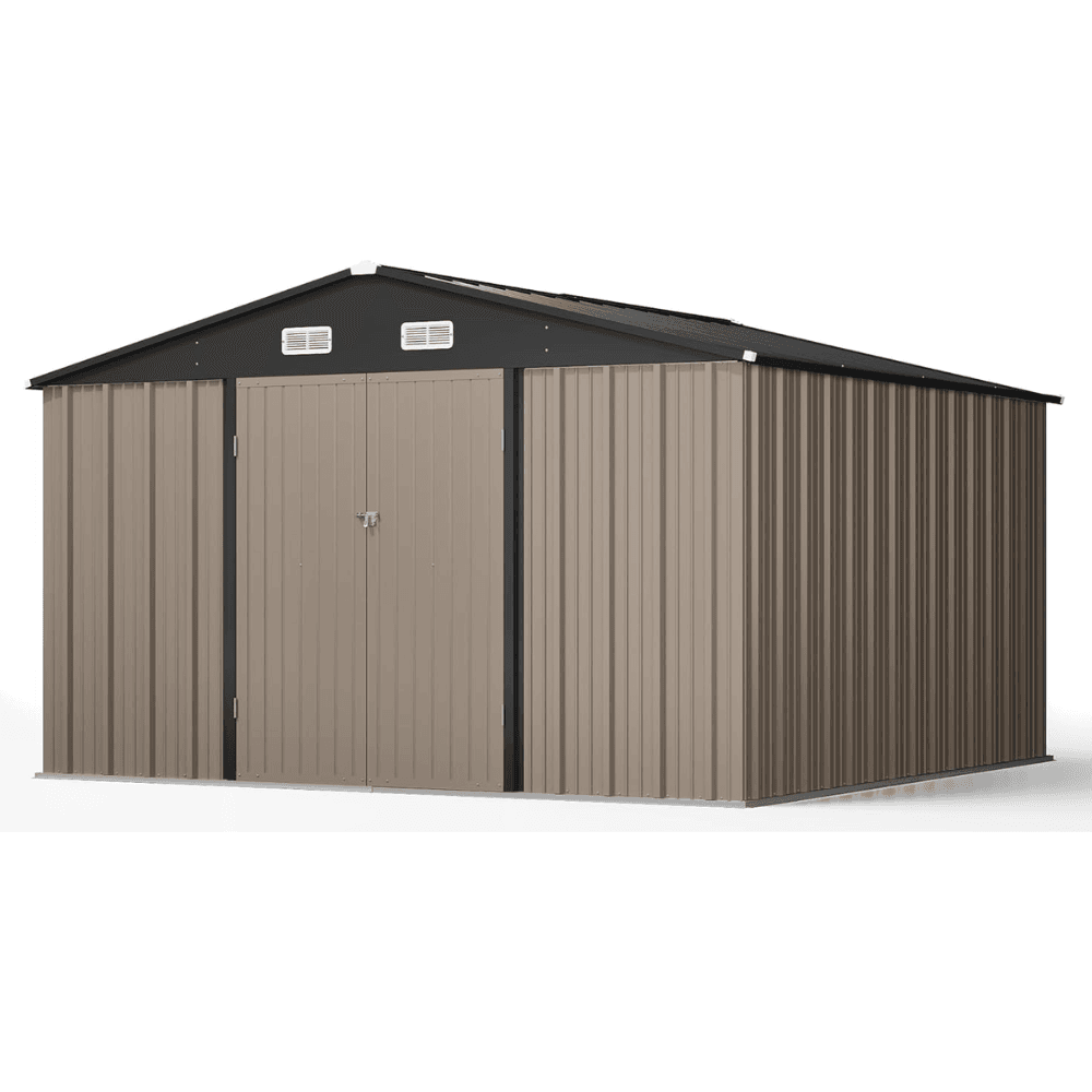saybrokeeer-product-224-image-1.png VEIKOUS 10' x 10' Gray Galvanized Steel Outdoor Storage Shed - Image 1