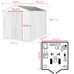 VEIKOUS 10' x 12' Gray Galvanized Steel Outdoor Storage Shed - Image 4