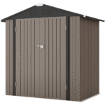 Patiowell 6' x 4' Brown Metal Outdoor Storage Shed with Sloped Roof