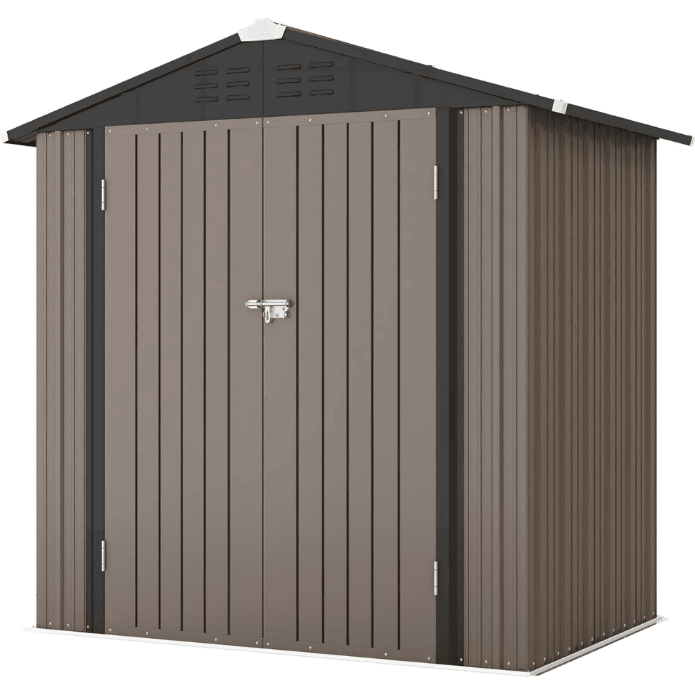 saybrokeeer-product-229-image-1.png Patiowell 6' x 4' Brown Metal Outdoor Storage Shed with Sloped Roof - Image 1