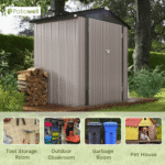 Patiowell 6' x 4' Brown Metal Outdoor Storage Shed with Sloped Roof - Image 5