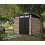 Keter Signature 9' x 7' Pine and Graphite DecoCoat Outdoor Storage Shed - Image 2