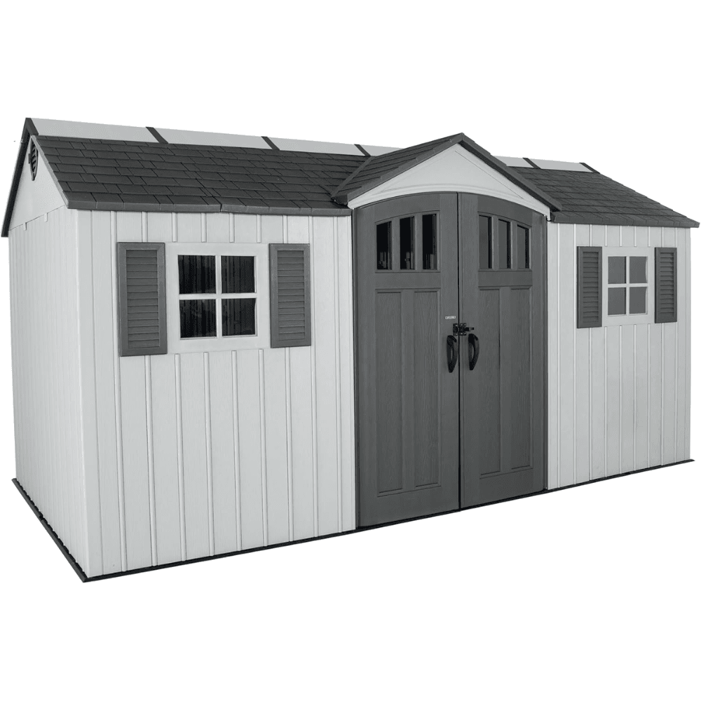 saybrokeeer-product-249-image-1.png Lifetime 15' x 8' Gray Dual Entry Polyethylene Outdoor Storage Shed - Image 1