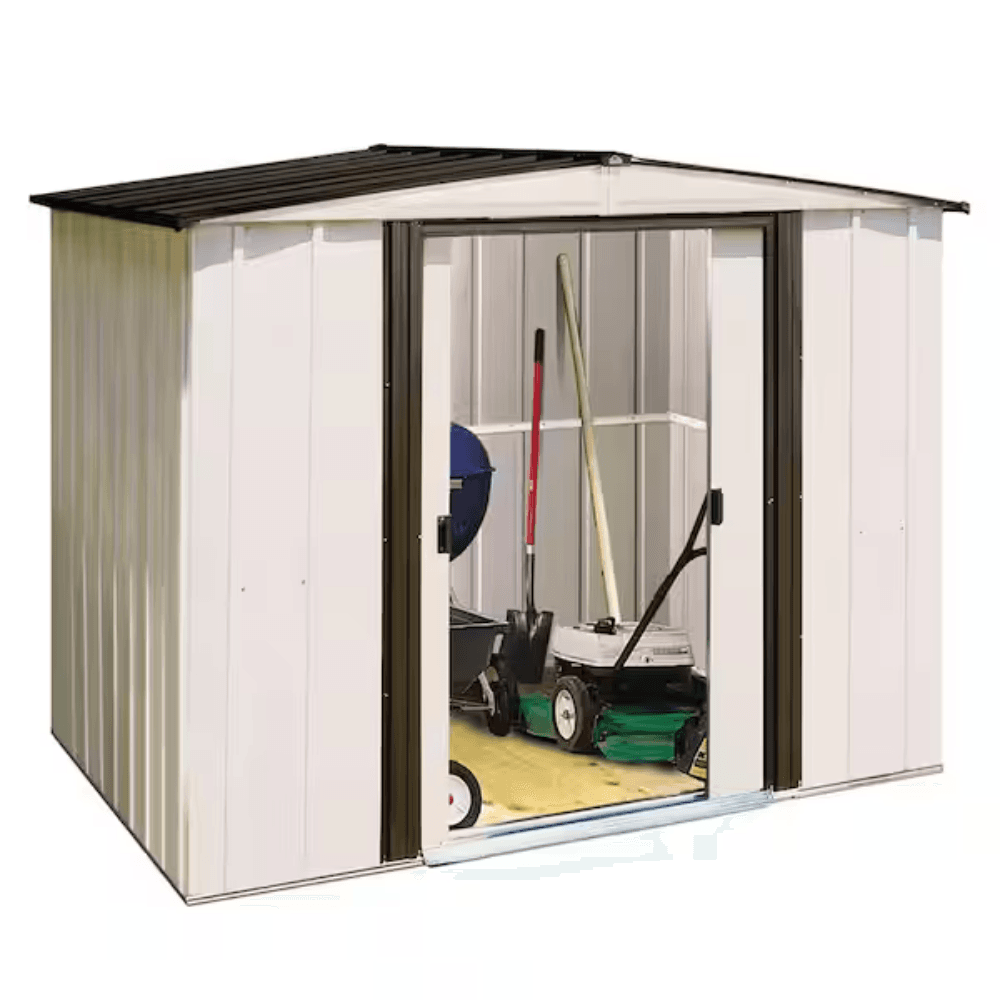saybrokeeer-product-258-image-1.png Newport 8' x 6' Two-Tone Galvanized Metal Outdoor Storage Shed with Sliding Doors - Image 1