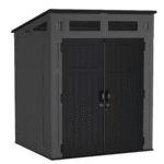 Suncast Modernist 6' x 4' Resin Storage Shed Gray and Black Backyard Utility Shed with Floor Kit and Vents