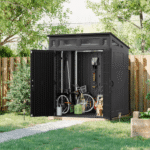 Suncast Modernist 6' x 4' Resin Storage Shed Gray and Black Backyard Utility Shed with Floor Kit and Vents - Image 3