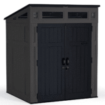 Suncast Modernist 6' x 5' Resin Storage Shed Peppercorn and Black Backyard Shed with Floor Kit and Windows