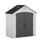 Suncast Vista 7' x 4' Resin Storage Shed Backyard Utility Organizer Shed with Floor Kit and Skylights