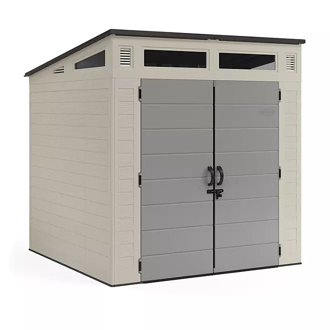 saybrokeeer-product-270-image-1.jpg Suncast Modernist 7' x 7' Resin Storage Shed Backyard Utility Shed with Steel Frame and Floor Kit - Image 1