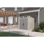 Suncast Modernist 7' x 7' Resin Storage Shed Backyard Utility Shed with Steel Frame and Floor Kit - Image 9