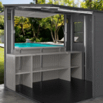 Suncast Cabana 8' x 7' Resin Storage Shed Backyard Utility Shed with Floor Kit Skylights and Double Doors - Image 3