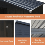 Veikous 8' x 12' Metal Outdoor Storage Shed Galvanized Steel Utility Shed with Lockable sliding Doors and Air Vents - Image 7