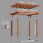 Backyard Discovery 12' x 10' Cedar Wood Pergola Garden Arbor Patio Shade Structure with PowerPort and Anchoring Feet - Image 6