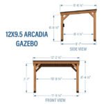 Backyard Discovery Arcadia 12' x 9.5' Cedar Wood Slope Roof Gazebo Patio Pavilion with Black Steel Roof and PowerPort - Image 4