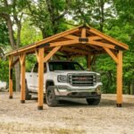 Backyard Discovery Norwood 20' x 12' Cedar Wood Pavilion Carport Heavy-Duty Gazebo Shelter with Steel Roof and PowerPort - Image 2