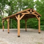 Backyard Discovery Norwood 20' x 12' Cedar Wood Pavilion Carport Heavy-Duty Gazebo Shelter with Steel Roof and PowerPort - Image 3