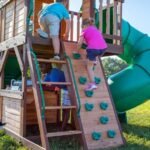 Backyard Discovery Cedar Cove Cedar Wood Playset Swing Set with Spiral Tube Slide Wave Slide and Lower Playhouse - Image 5
