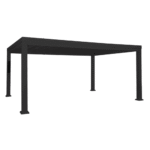 Backyard Discovery Trenton 16' x 12' Modern Galvanized Steel Pergola Black Frame with Shade Sail Canopy and PowerPort