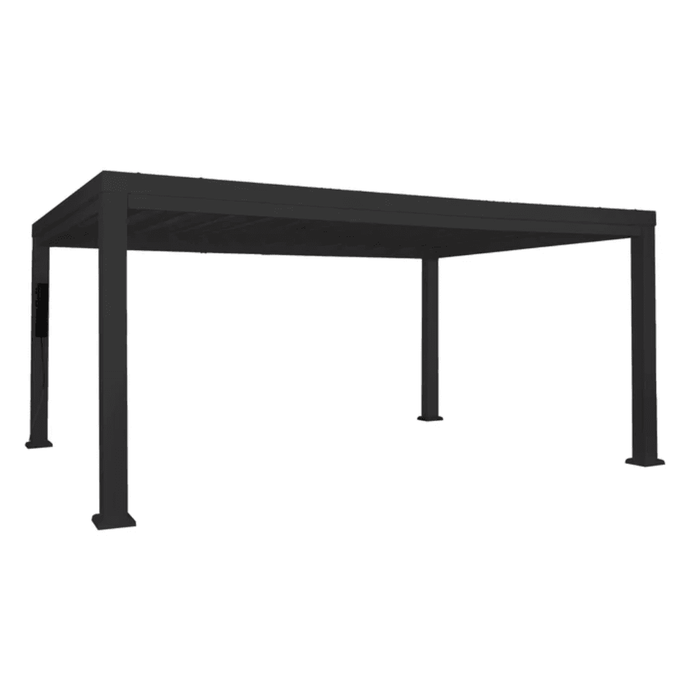 saybrokeeer-product-295-image-1.png Backyard Discovery Trenton 16' x 12' Modern Galvanized Steel Pergola Black Frame with Shade Sail Canopy and PowerPort - Image 1