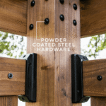 Backyard Discovery Verona 13' x 10' Cedar Wood Cabana Pergola Patio Shade Structure with Composite Bamboo Privacy Panels - Image 3