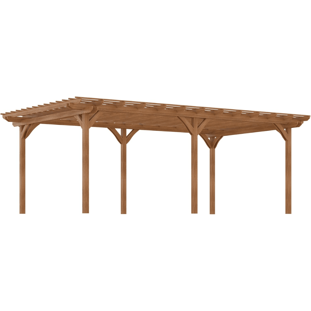 saybrokeeer-product-304-image-1.png Outsunny 12' x 20' DIY Deck Outdoor Cedar-Colored Wood Pergola Rectangular Garden Arbor for Climbing Plants and Vines - Image 1