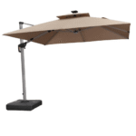 PURPLE LEAF Double Top Deluxe Solar Powered LED Cantilever Patio Umbrella Square Outdoor Umbrella with 360-Degree Rotation