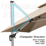 PURPLE LEAF Double Top Deluxe Solar Powered LED Cantilever Patio Umbrella Square Outdoor Umbrella with 360-Degree Rotation - Image 10