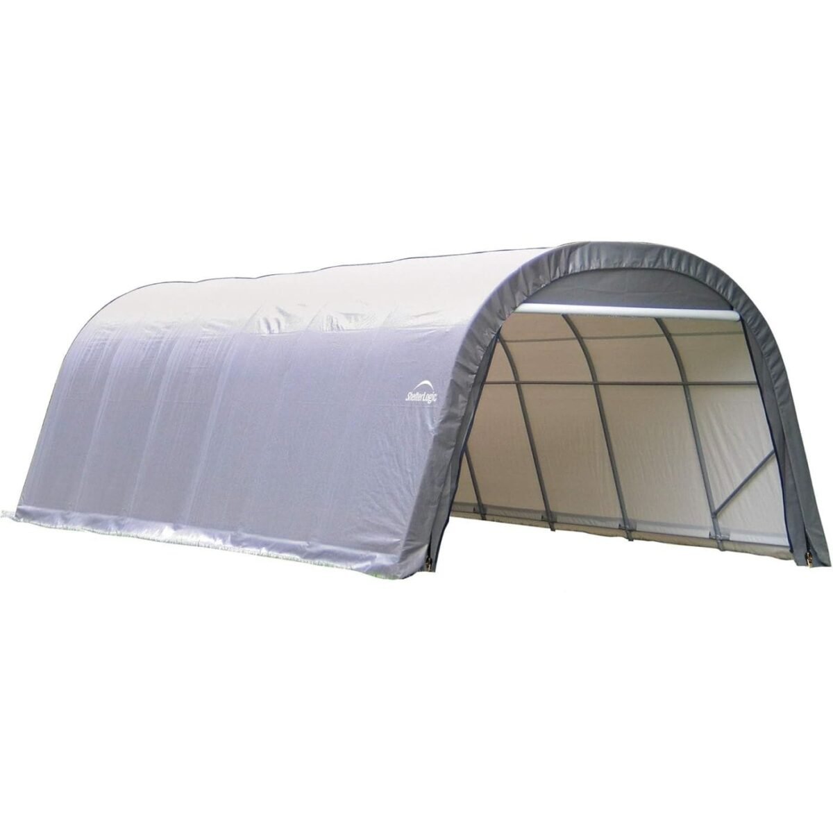 saybrokeeer-product-306-image-1.jpg ShelterLogic ShelterCoat Round Style Outdoor Garage Storage Shed with UV-Treated Polyethylene Cover and Steel Frame - Image 1