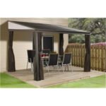 Sojag Portland No. 53 10' x 12' Wall-Mounted Gazebo Rustproof Aluminum Frame and Galvanized Steel Roof with Mosquito Netting - Image 2