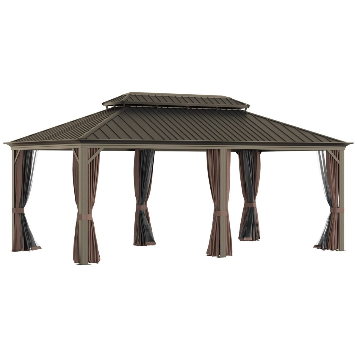 saybrokeeer-product-311-image-1.jpg Sunmthink 12' x 20' Hardtop Gazebo Aluminum Steel Frame Outdoor Pavilion with Curtains and Mosquito Netting - Image 1