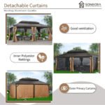 Sunmthink 12' x 20' Hardtop Gazebo Aluminum Steel Frame Outdoor Pavilion with Curtains and Mosquito Netting - Image 6