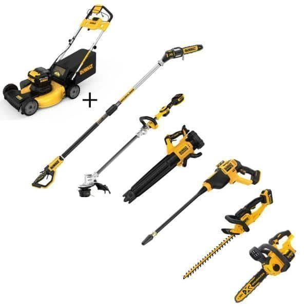 saybrokeeer-product-327-image-1.jpg DEWALT 20V MAX Cordless Self-Propelled 21.5-Inch Lawn Mower and Outdoor Tool Combo Kit with Blower, Trimmer, and Saws - Image 1