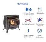 Duluth Forge FDSR25 26,000 BTU Matte Black Dual Fuel Ventless Gas Stove - Image 4