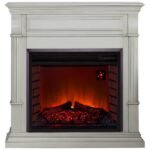 Duluth Forge Antique White Full Size Electric Fireplace with Wood Mantel
