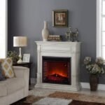 Duluth Forge Antique White Full Size Electric Fireplace with Wood Mantel - Image 4