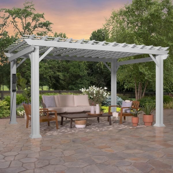 saybrokeeer-product-390-image-1.jpg Backyard Discovery Hawthorne 14' x 12' White Steel Pergola with Soft Canopy - Image 1