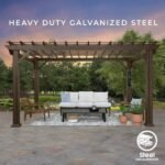 Backyard Discovery Ashford 14' x 12' Brown Steel Pergola with Soft Canopy - Image 8