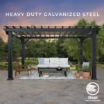 Backyard Discovery Stratford 14' x 10' Black Steel Pergola with Soft Canopy - Image 9