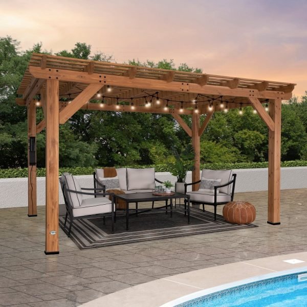 saybrokeeer-product-398-image-1.jpg Backyard Discovery Delray 14' x 10' Cedar Wood Outdoor Patio Pergola - Image 1