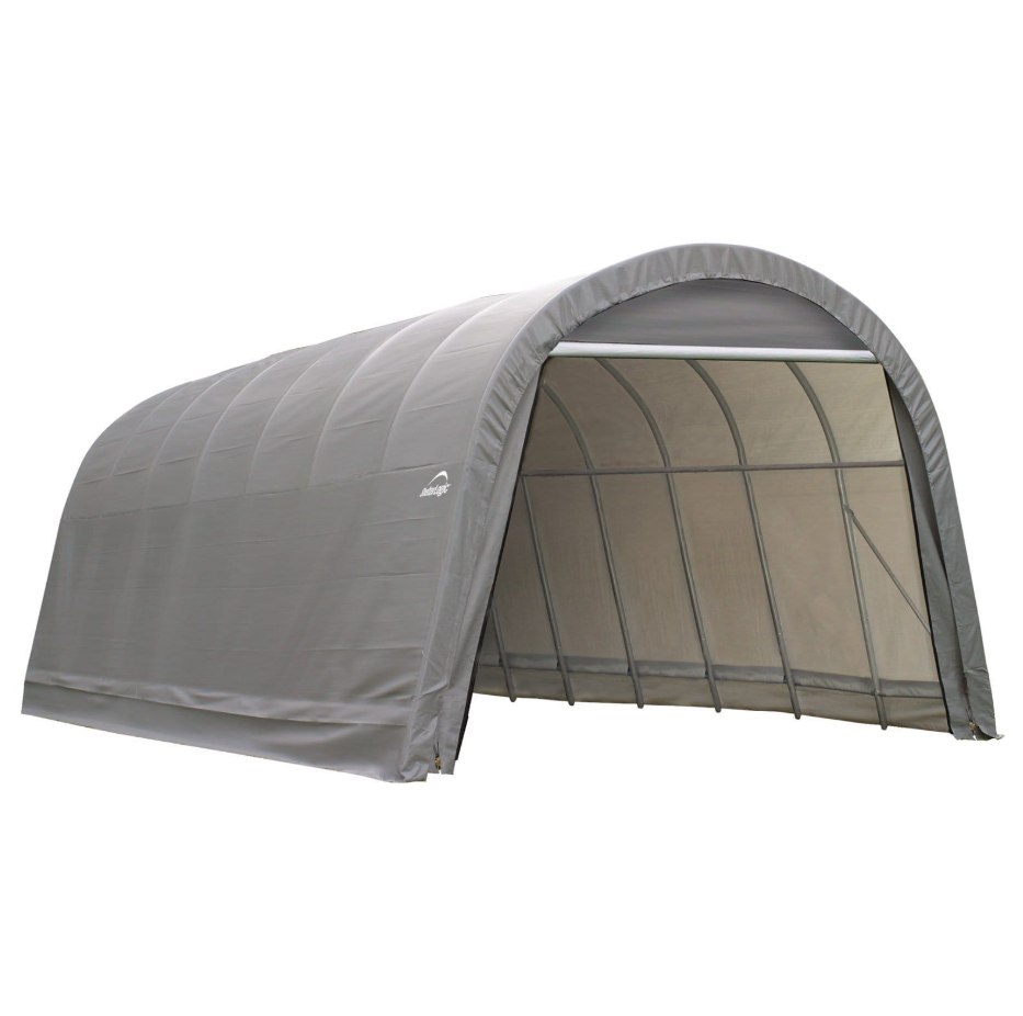 saybrokeeer-product-53-image-1.png ShelterLogic 15' x 28' x 12' Round Top Heavy-Duty Steel Outdoor Storage Shelter and Garage Canopy - Image 1