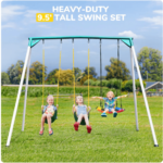 Crystals TLC 9.5 Ft. Heavy-Duty Metal Outdoor Swing Set with Saucer Swing and 2 Swings - Image 2