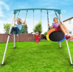 Crystals TLC 9.5 Ft. Heavy-Duty Metal Outdoor Swing Set with Saucer Swing and 2 Swings - Image 8