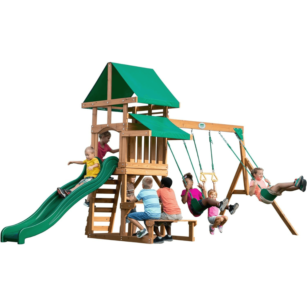saybrokeeer-product-58-image-1.png Backyard Discovery Canyon Creek Cedar Wood Outdoor Playset with Slide and Kitchen - Image 1