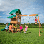 Backyard Discovery Canyon Creek Cedar Wood Outdoor Playset with Slide and Kitchen - Image 4