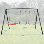 Klokick Heavy-Duty Metal Outdoor Swing Set with Saucer Swing and 2 Belt Swings - Image 5